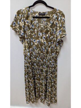 Lane Bryant Green Floral Flared Midi Dress